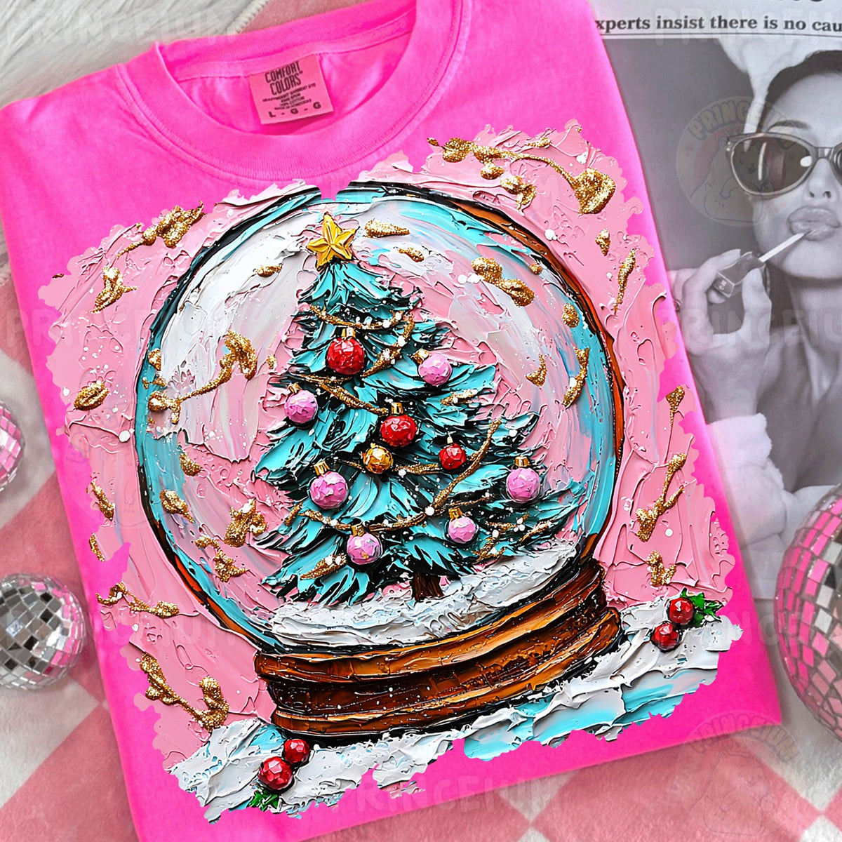 Pink Snow Globe Christmas Tree