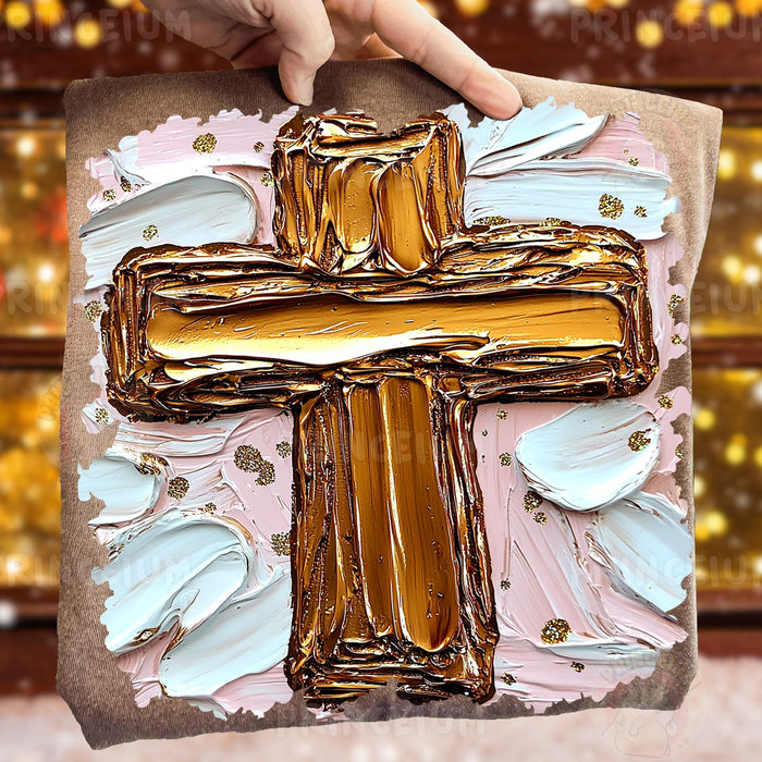 Gold Brushstroke Cross
