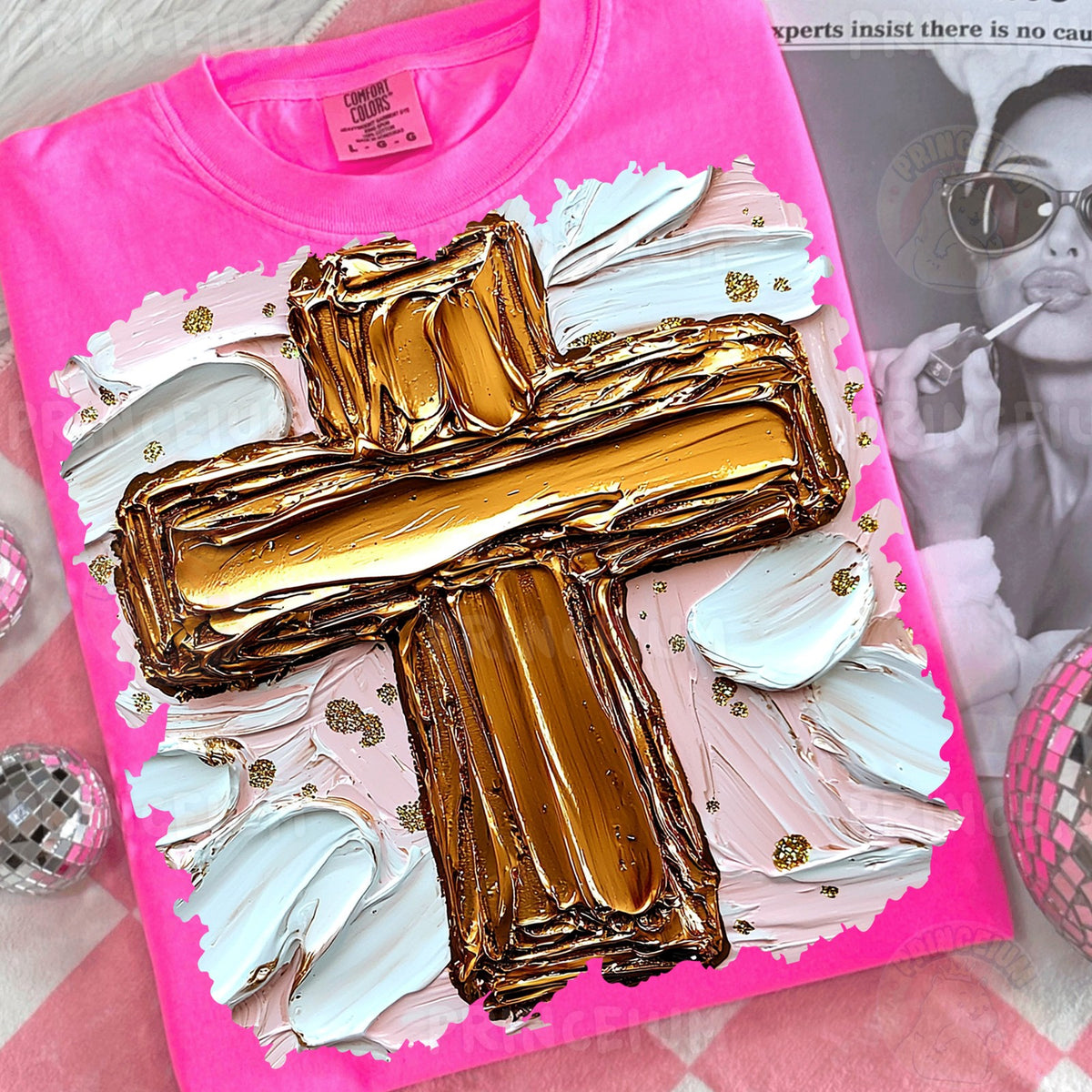 Gold Brushstroke Cross