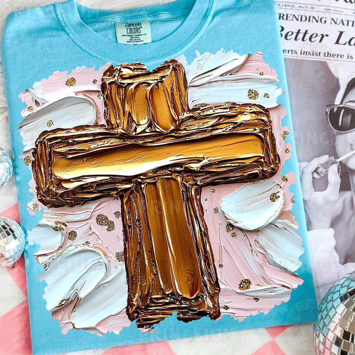 Gold Brushstroke Cross