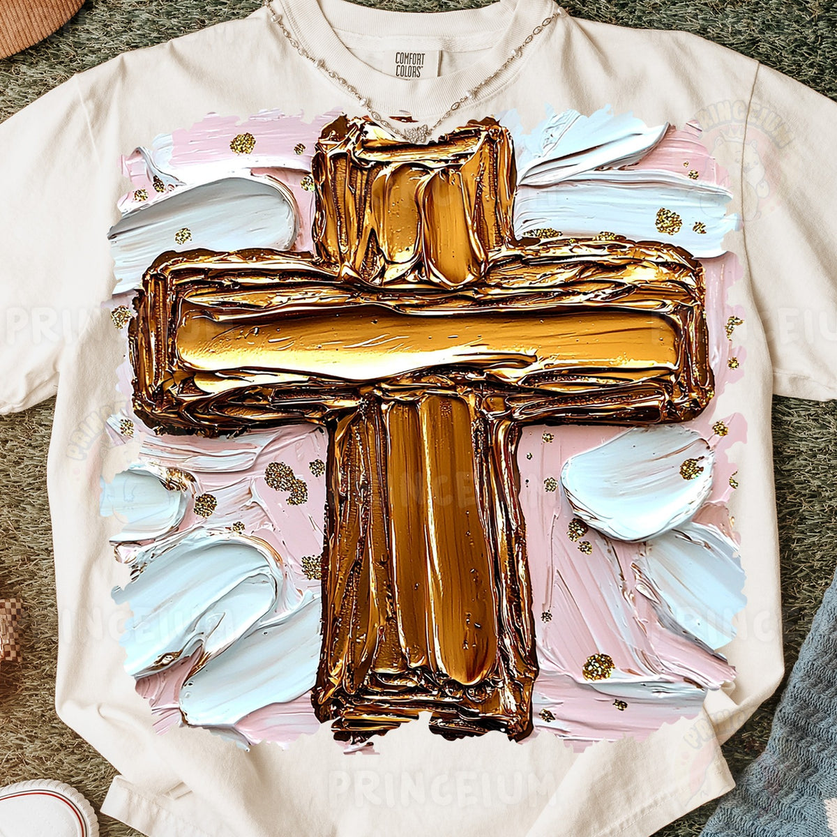 Gold Brushstroke Cross
