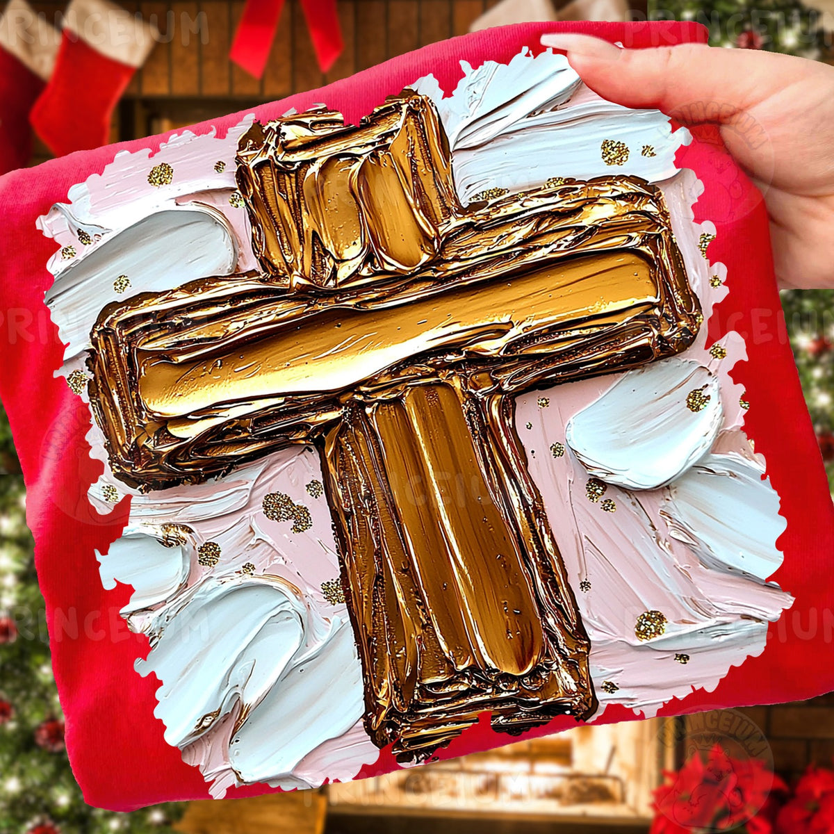 Gold Brushstroke Cross
