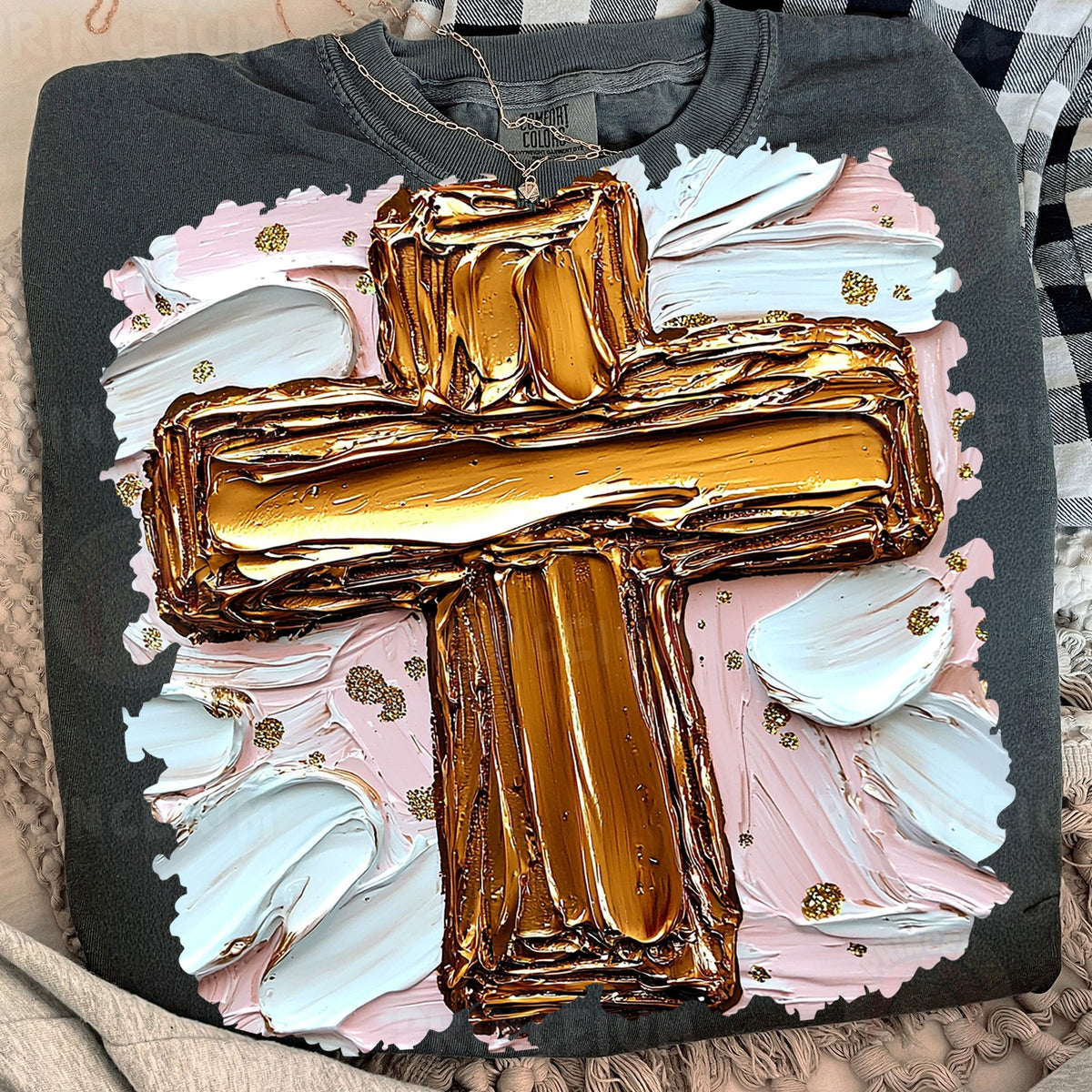 Gold Brushstroke Cross