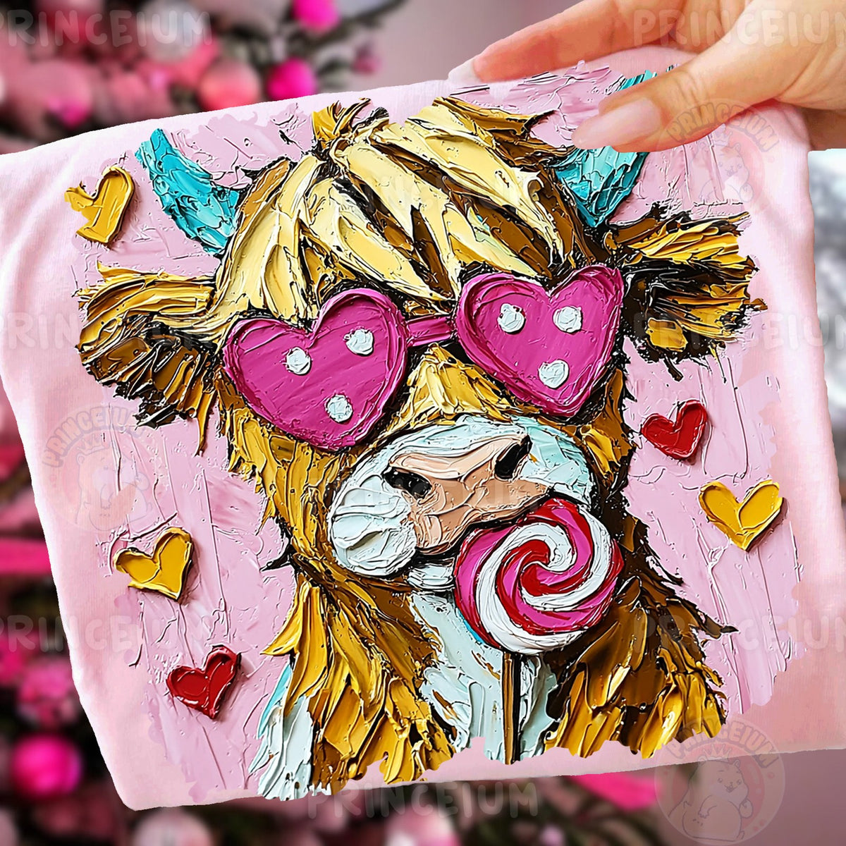 Highland Cow with Heart Glasses