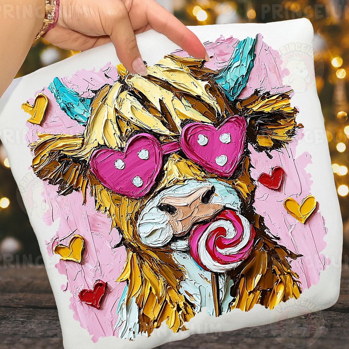 Highland Cow with Heart Glasses