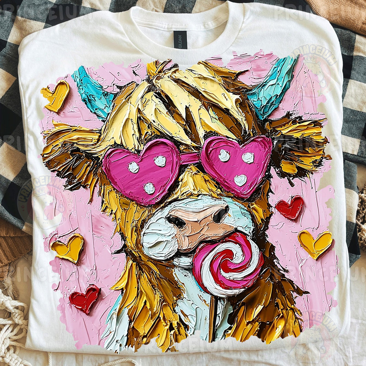 Highland Cow with Heart Glasses
