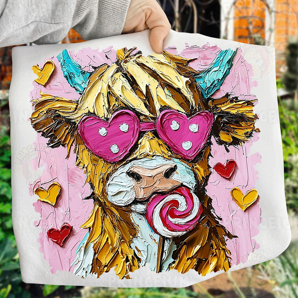 Highland Cow with Heart Glasses