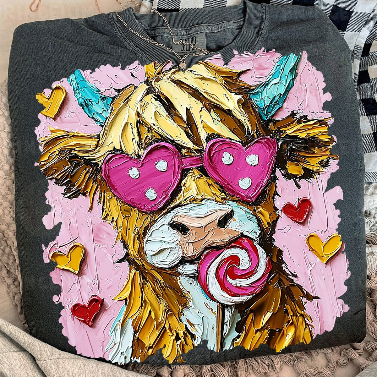 Highland Cow with Heart Glasses