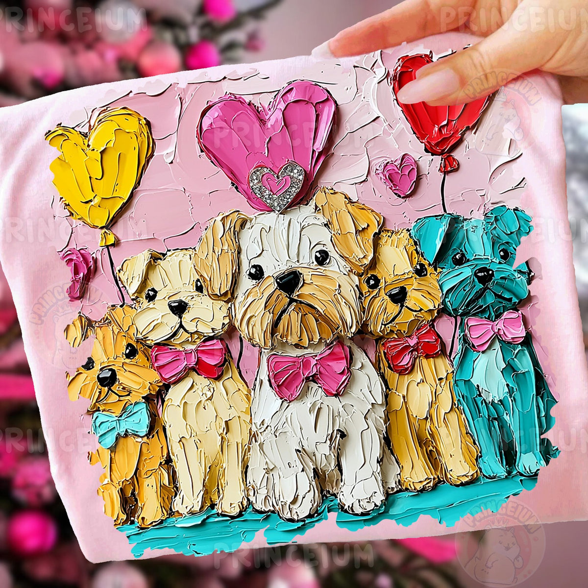 Painted Puppies Valentine Hearts
