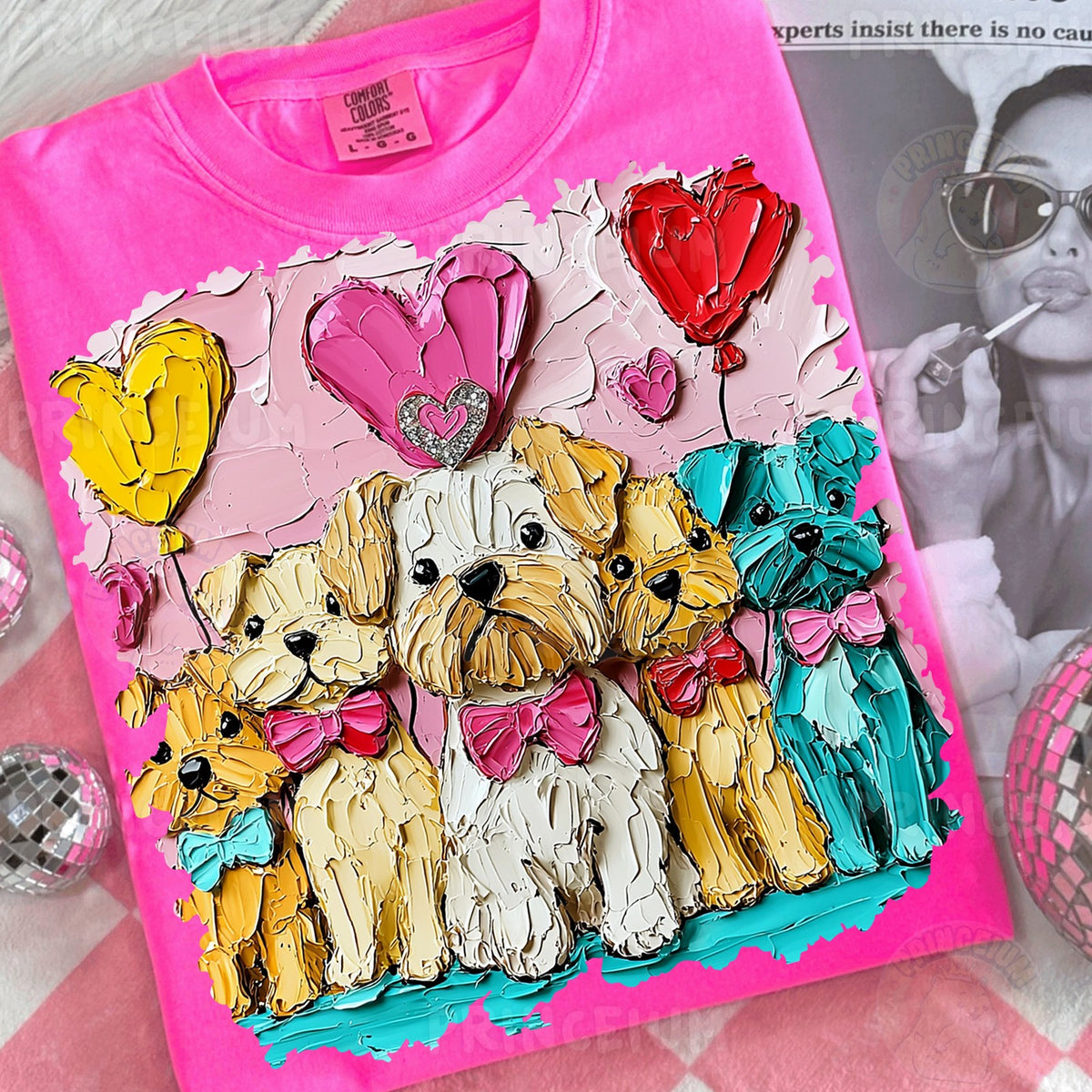 Painted Puppies Valentine Hearts