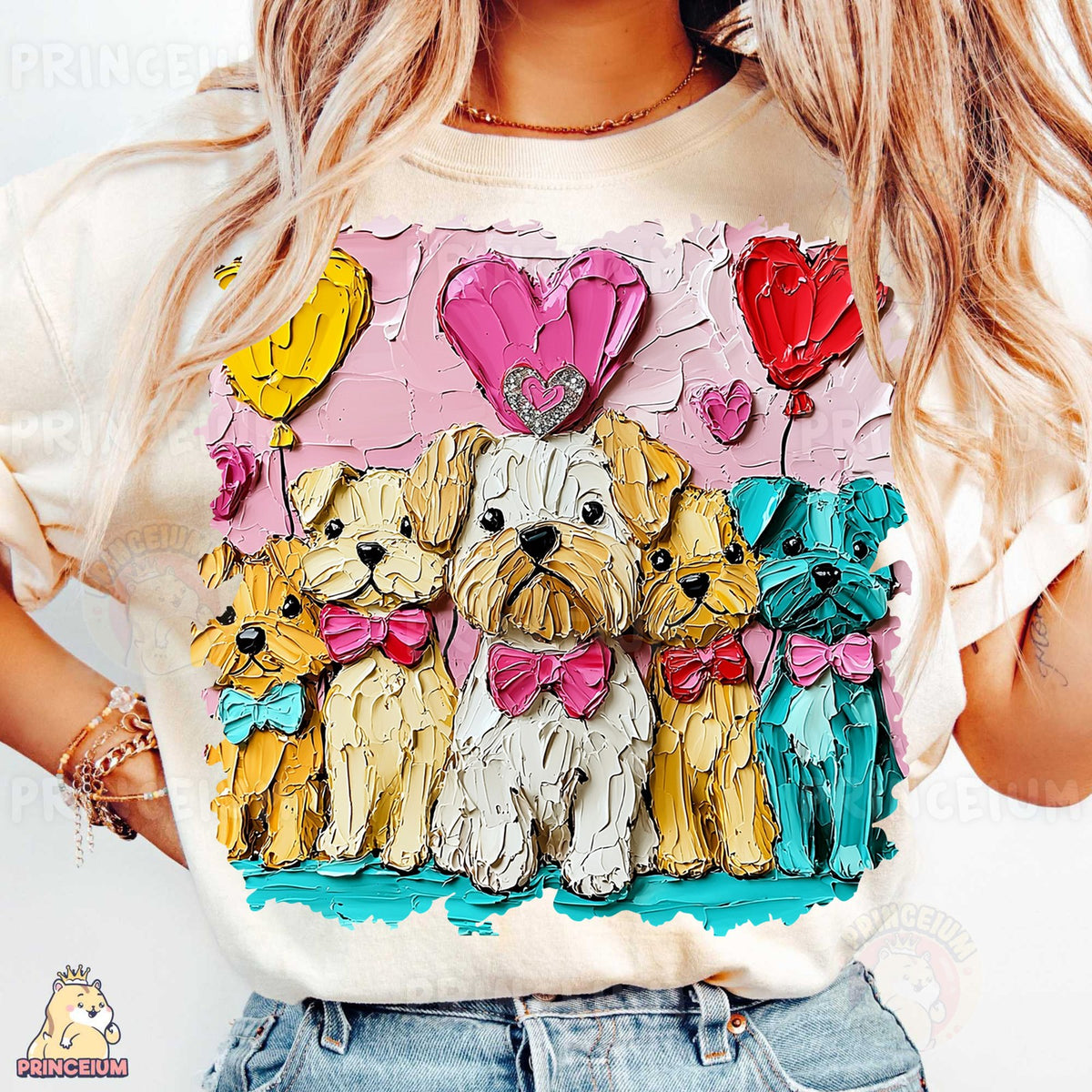 Painted Puppies Valentine Hearts