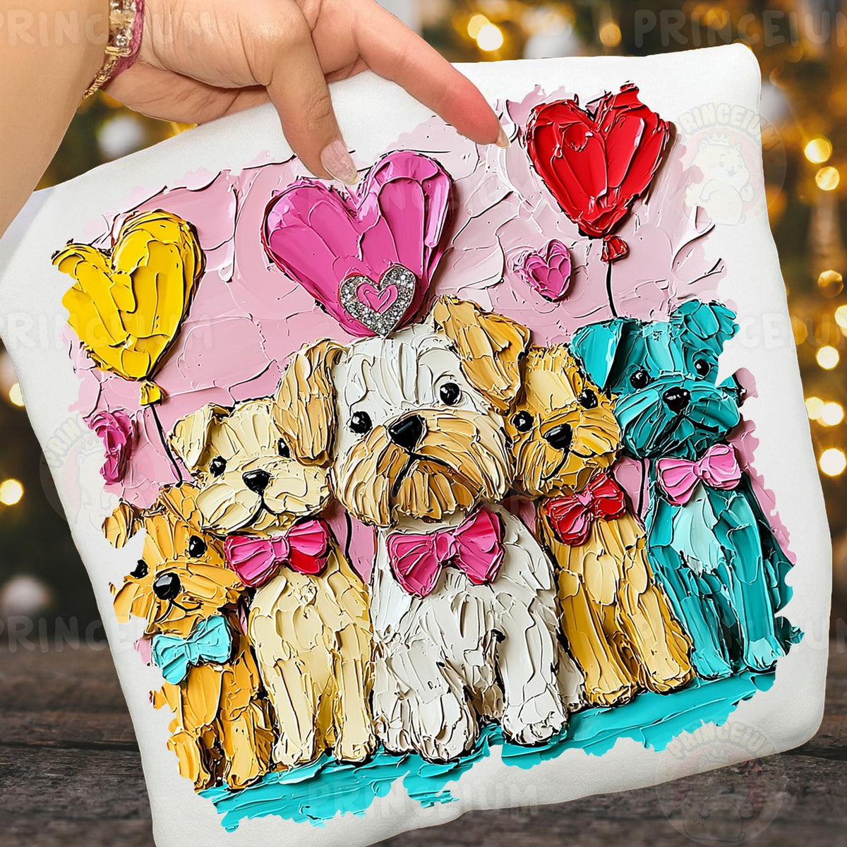Painted Puppies Valentine Hearts
