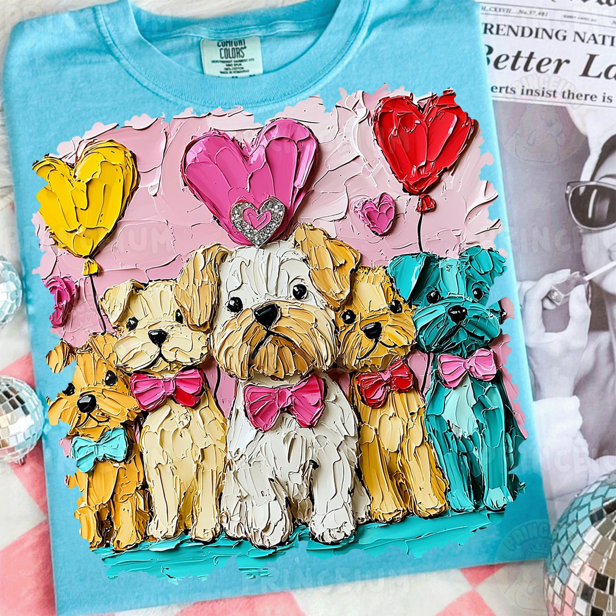 Painted Puppies Valentine Hearts