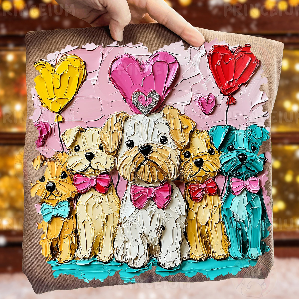 Painted Puppies Valentine Hearts
