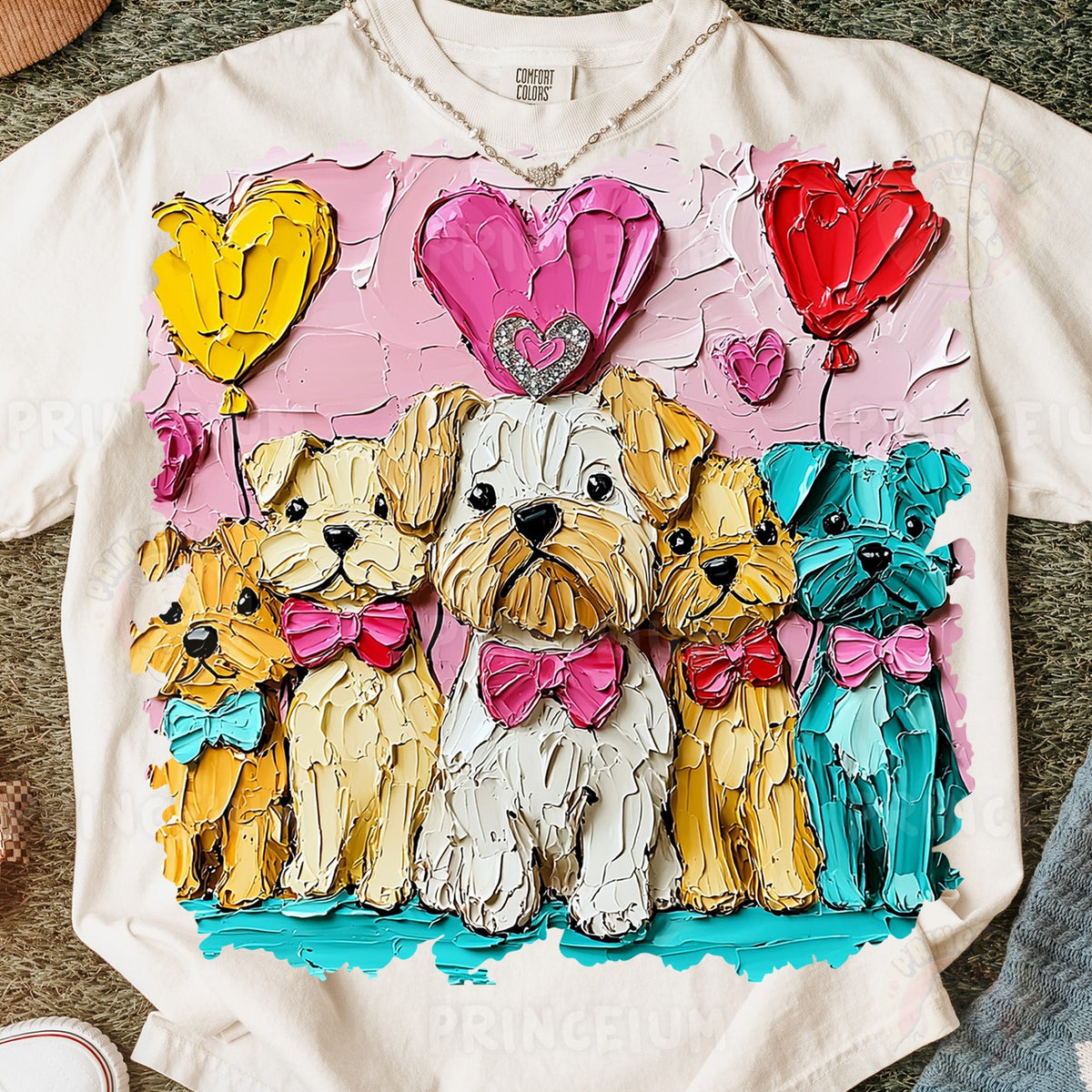 Painted Puppies Valentine Hearts