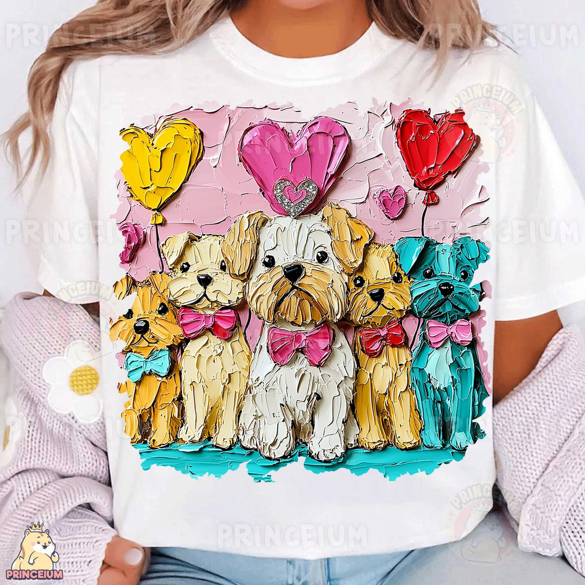 Painted Puppies Valentine Hearts