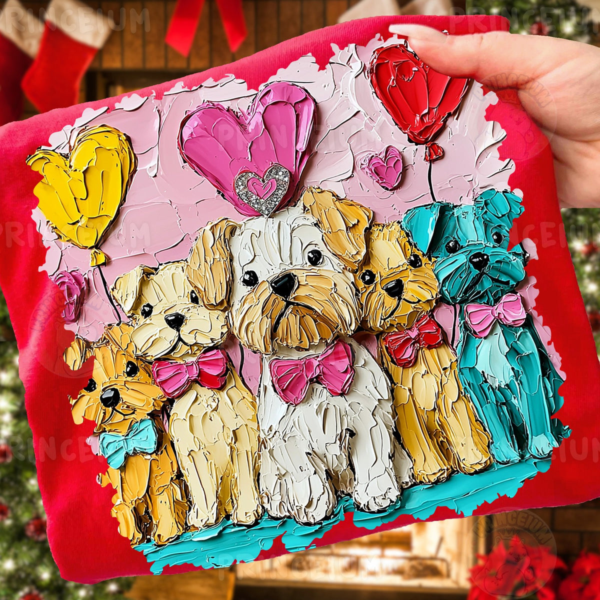 Painted Puppies Valentine Hearts