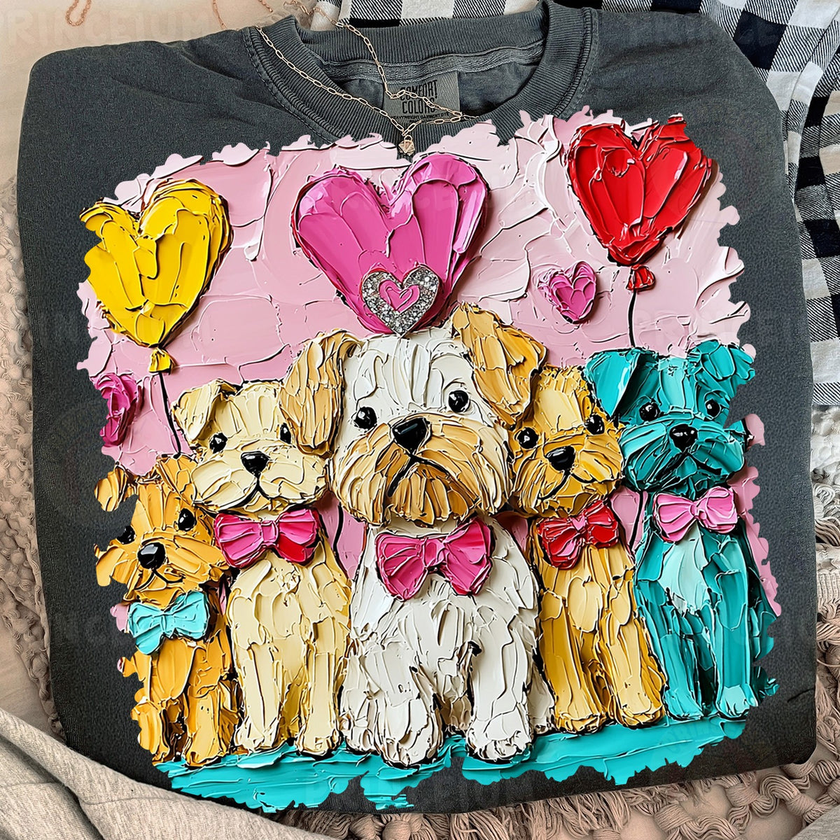 Painted Puppies Valentine Hearts