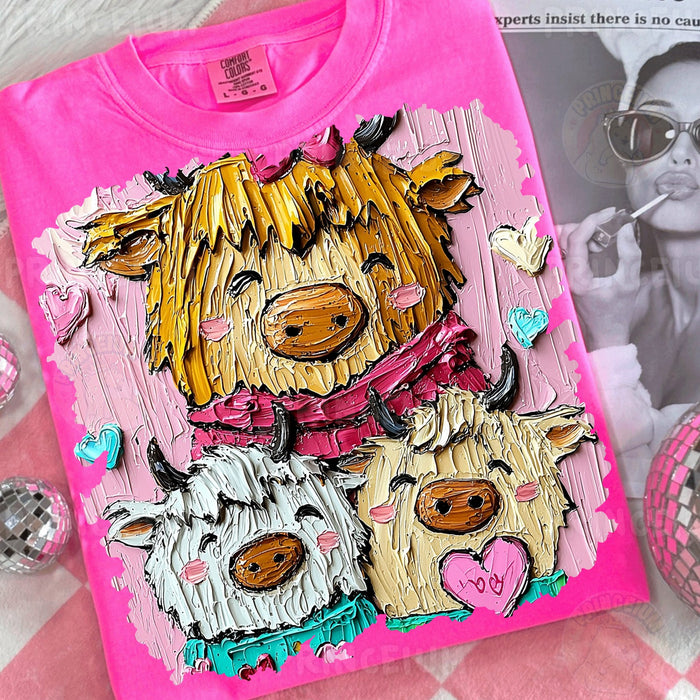 Highland Cow Love Trio
