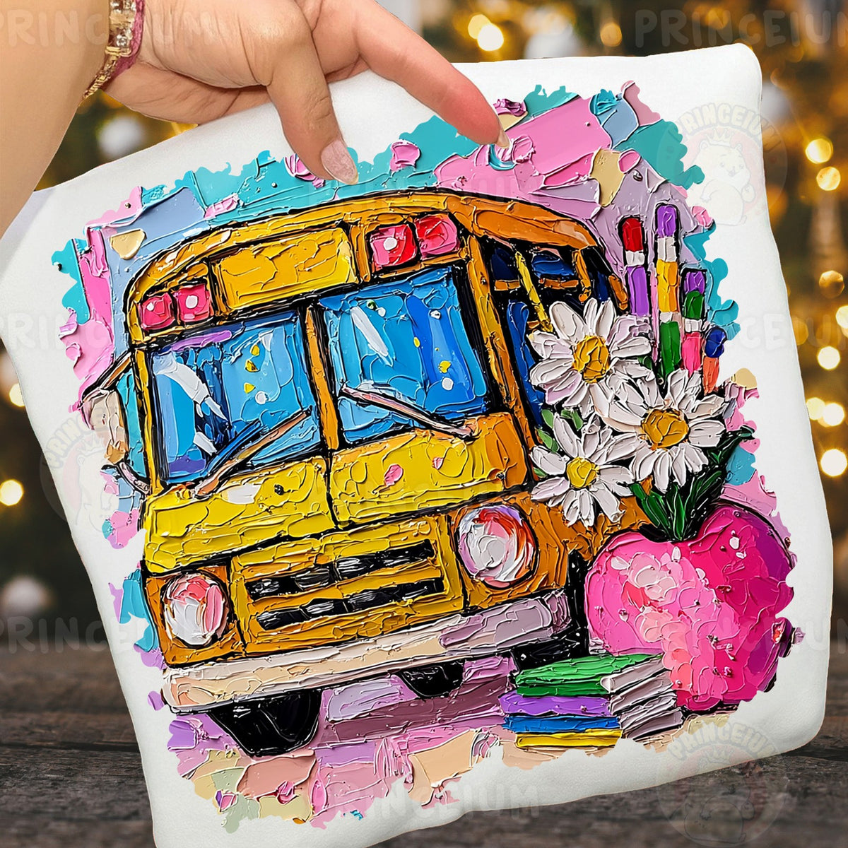 Painted School Bus & Daisies