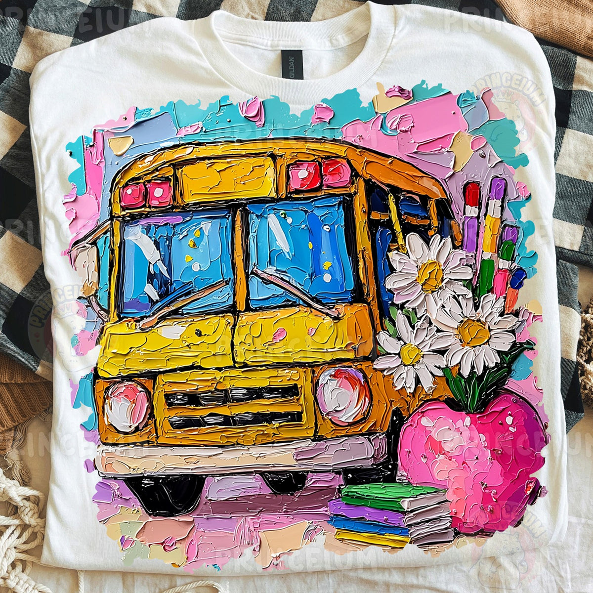 Painted School Bus & Daisies