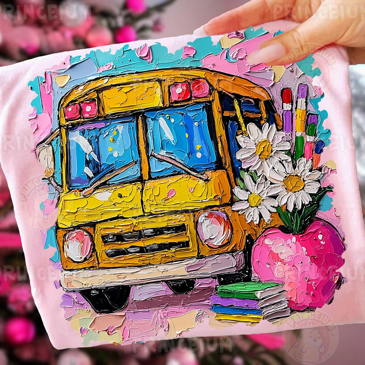 Painted School Bus & Daisies