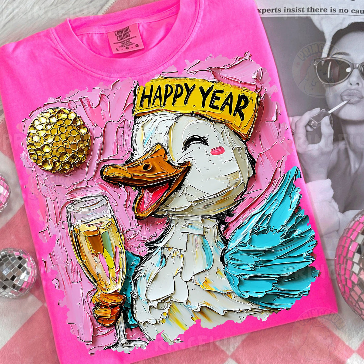 Happy New Year Champagne Duck