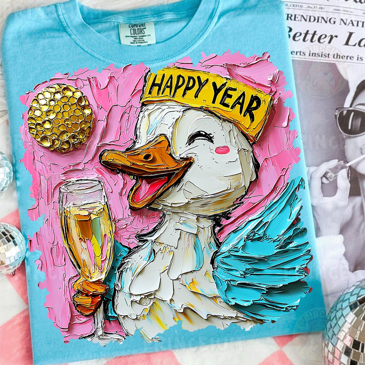 Happy New Year Champagne Duck