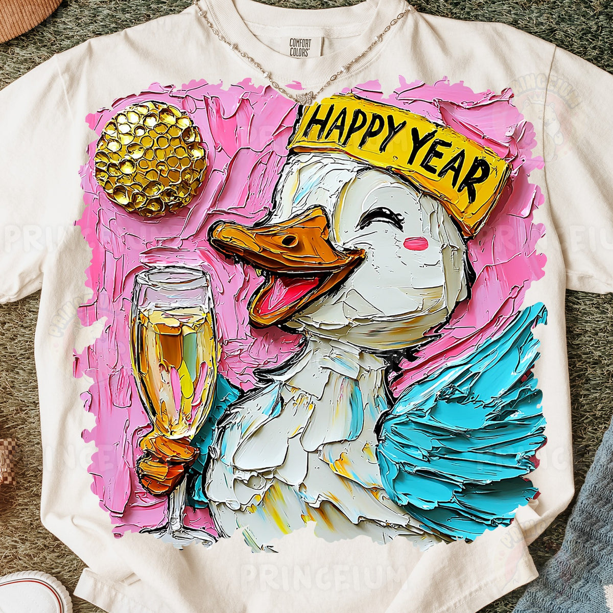 Happy New Year Champagne Duck