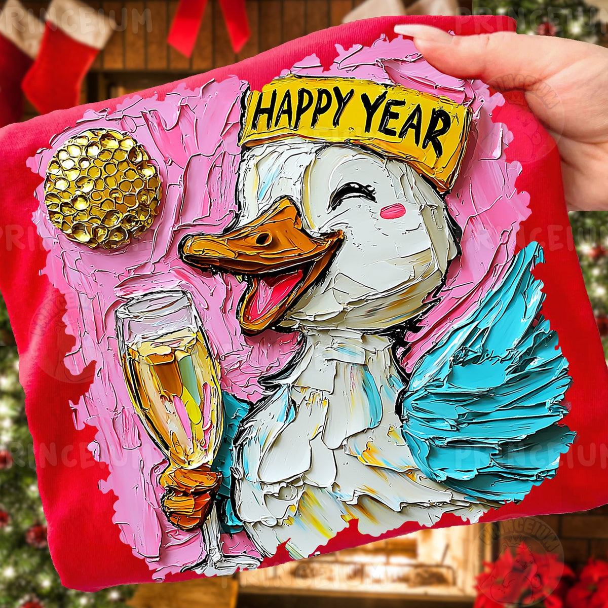 Happy New Year Champagne Duck