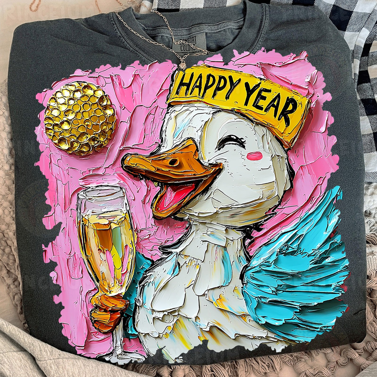 Happy New Year Champagne Duck