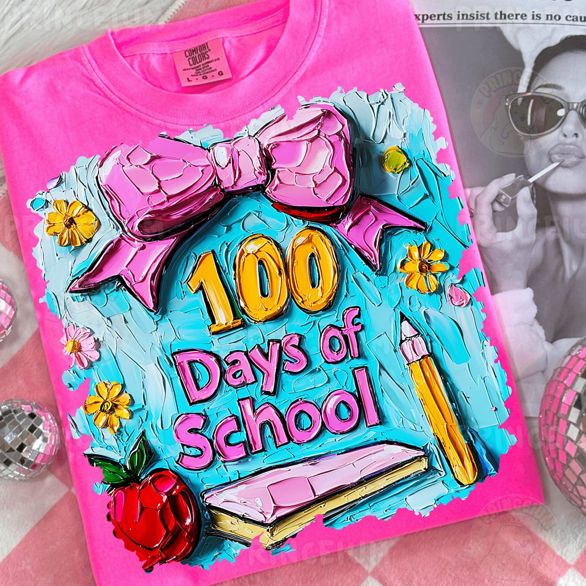 100 Days of School Painted Bow