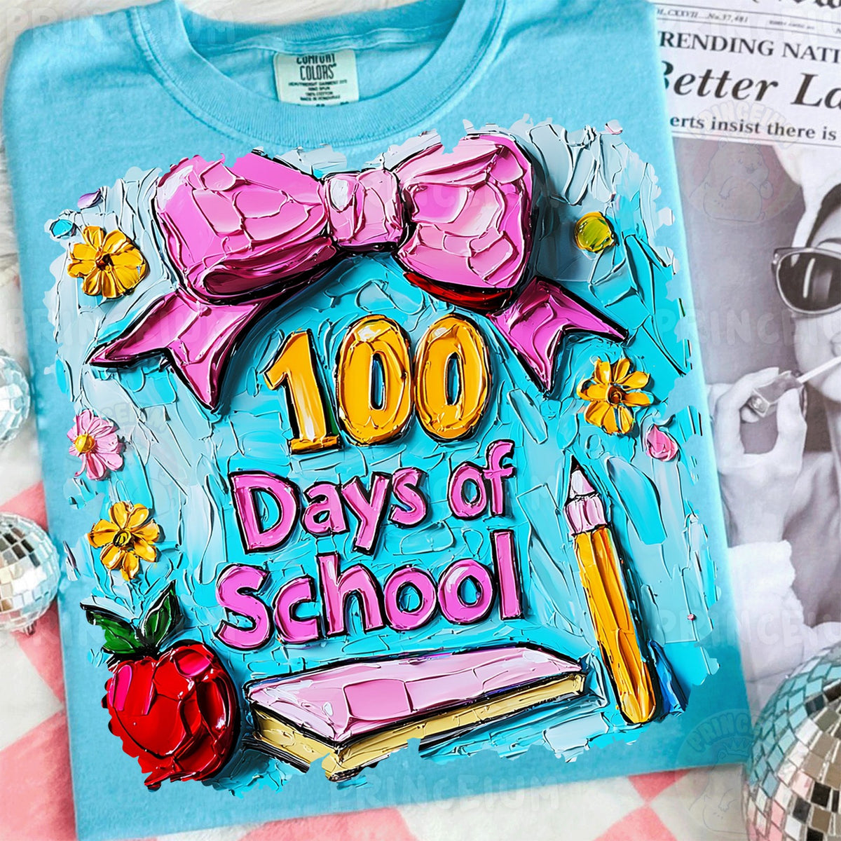 100 Days of School Painted Bow