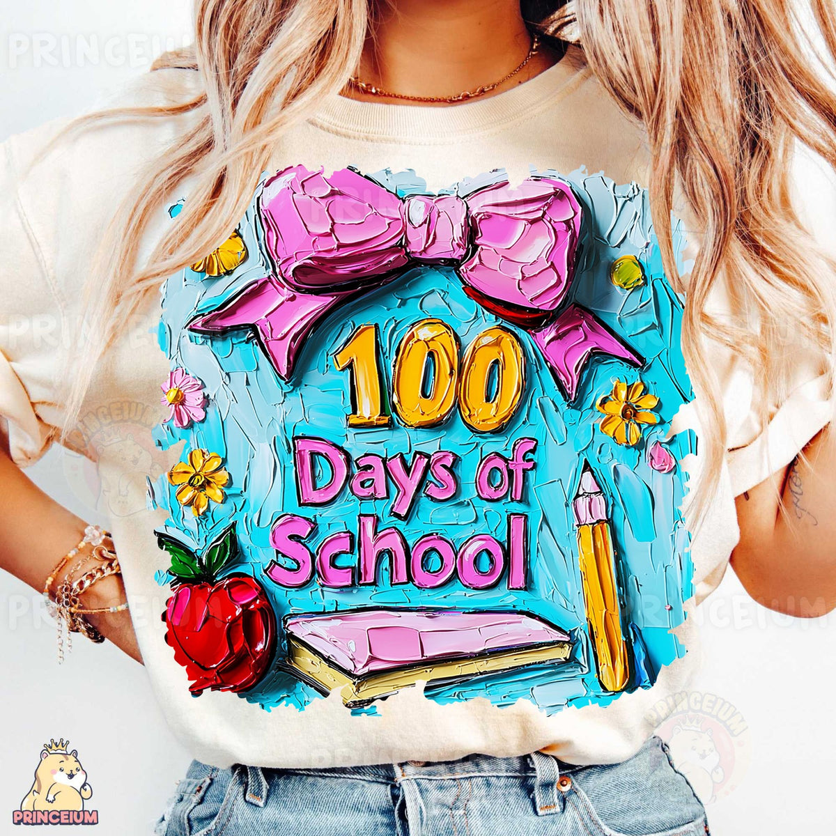 100 Days of School Painted Bow
