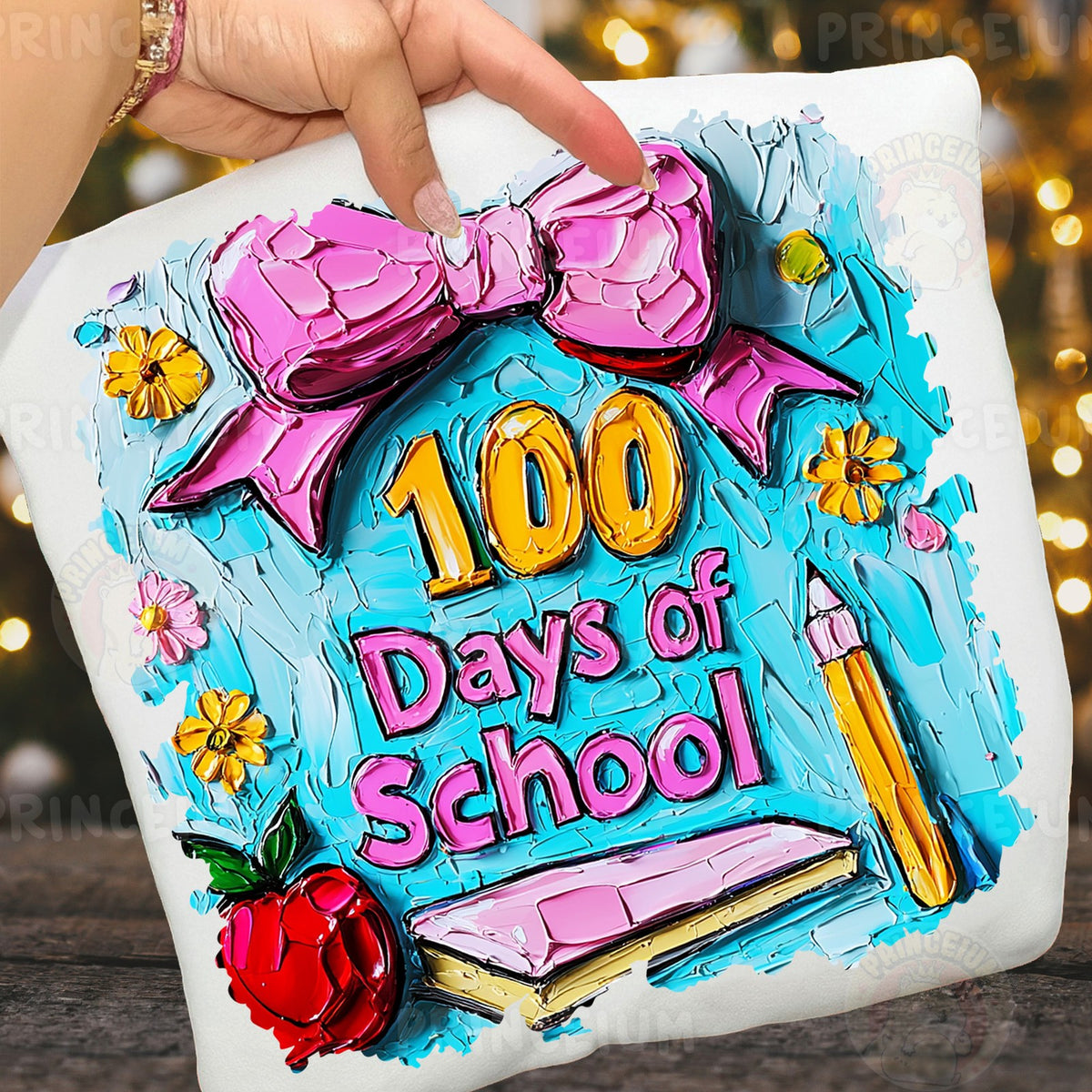 100 Days of School Painted Bow