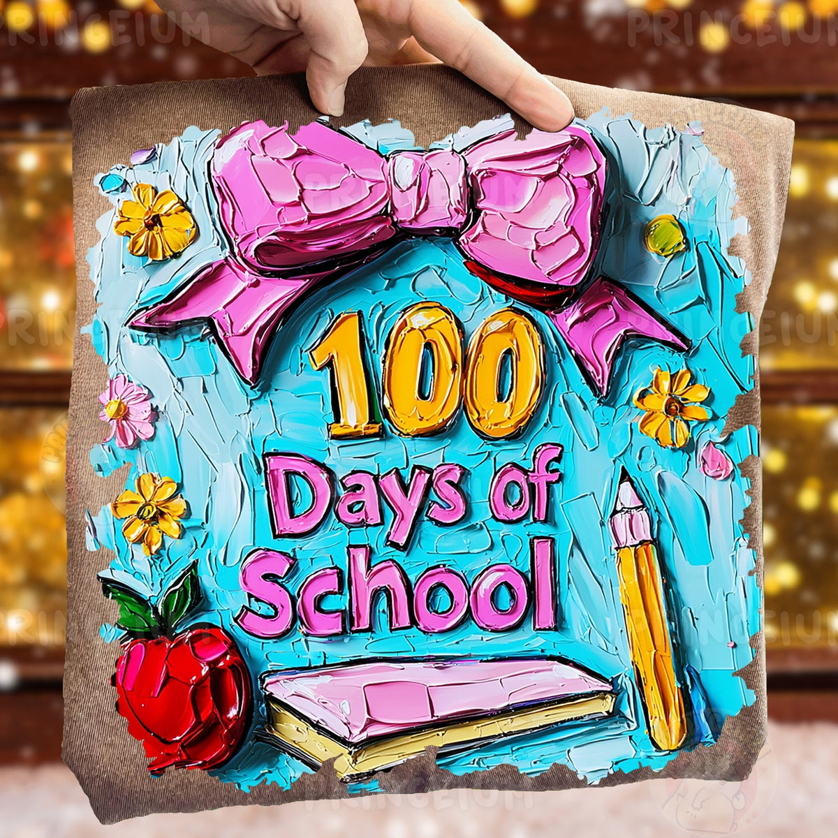 100 Days of School Painted Bow