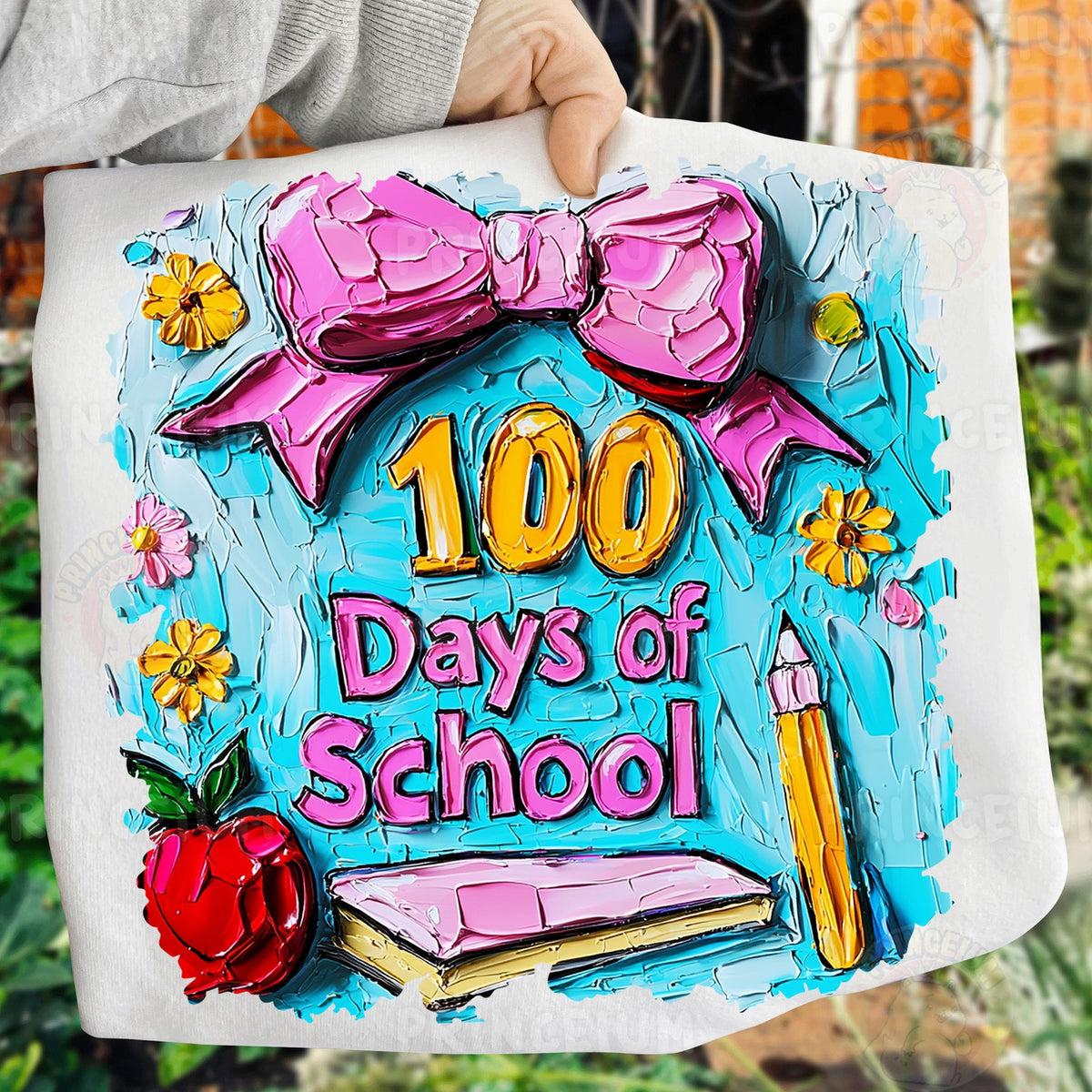100 Days of School Painted Bow