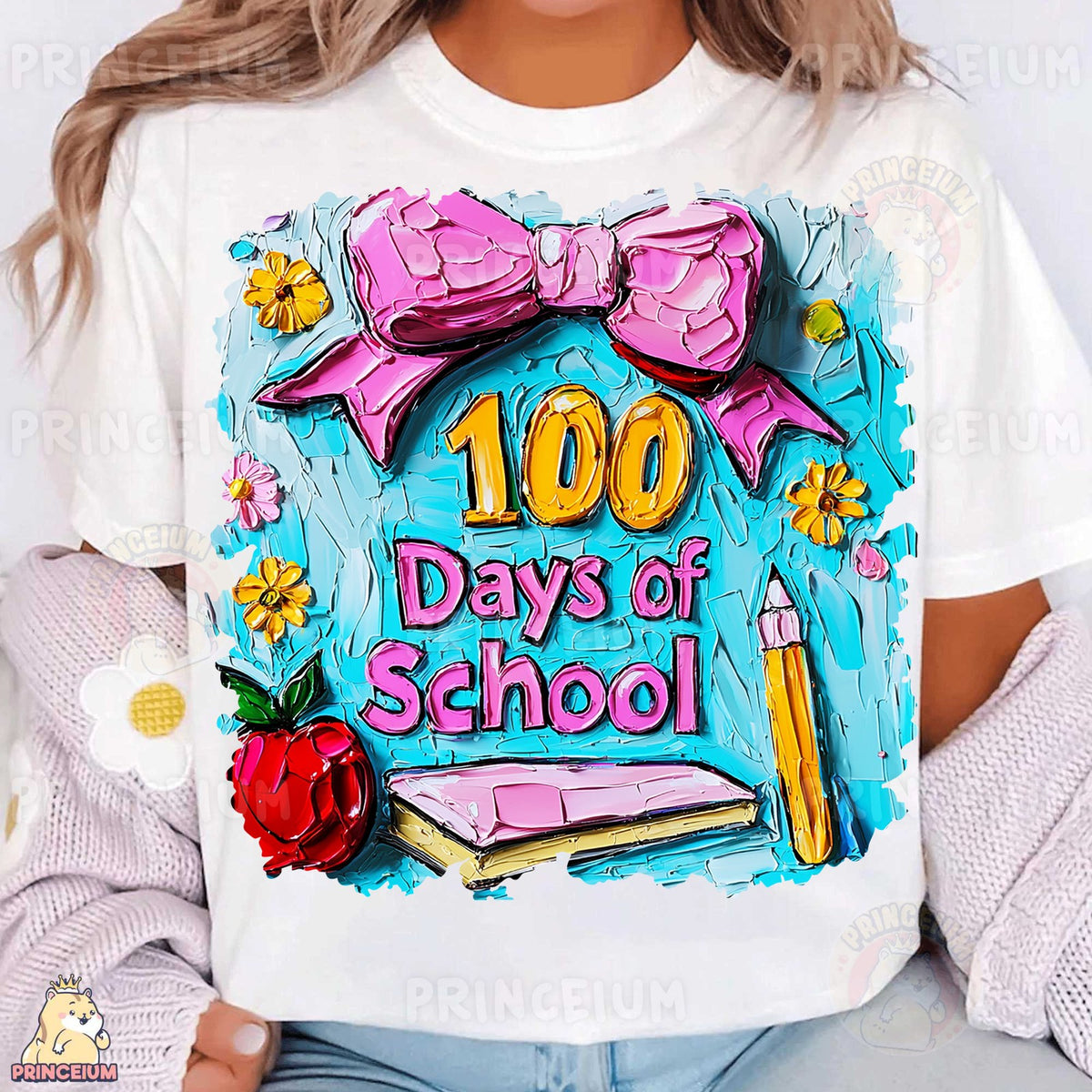 100 Days of School Painted Bow