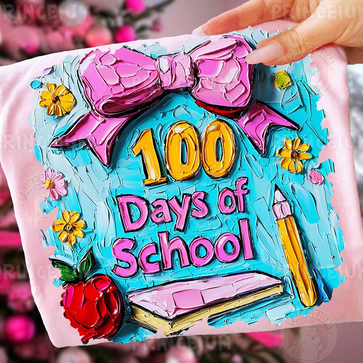 100 Days of School Painted Bow