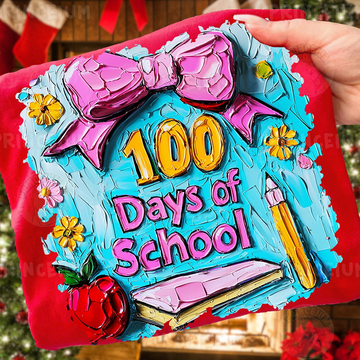 100 Days of School Painted Bow
