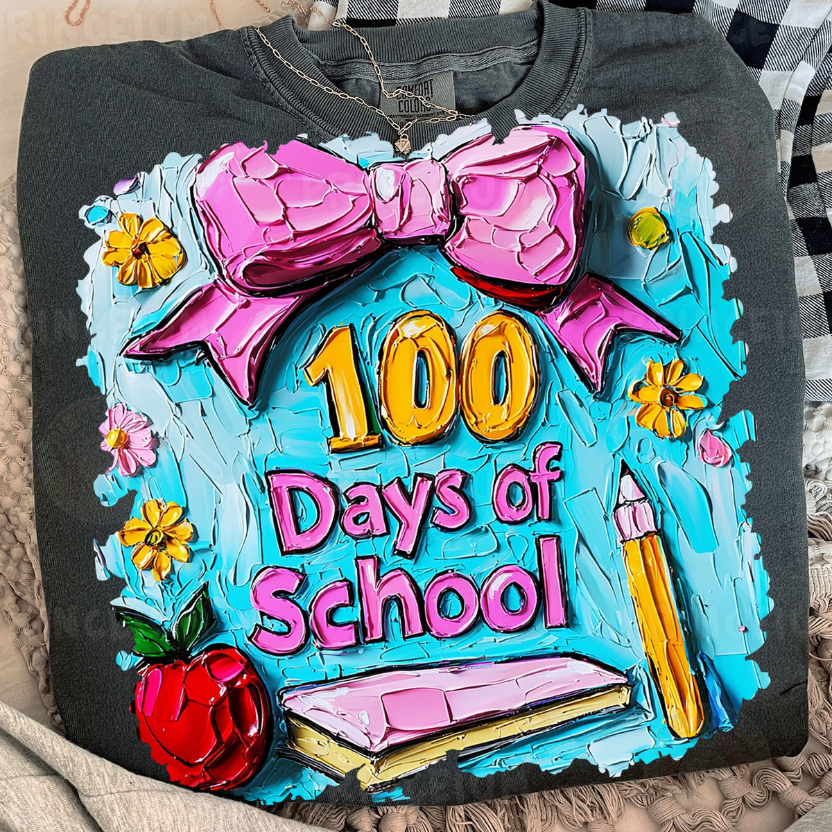100 Days of School Painted Bow