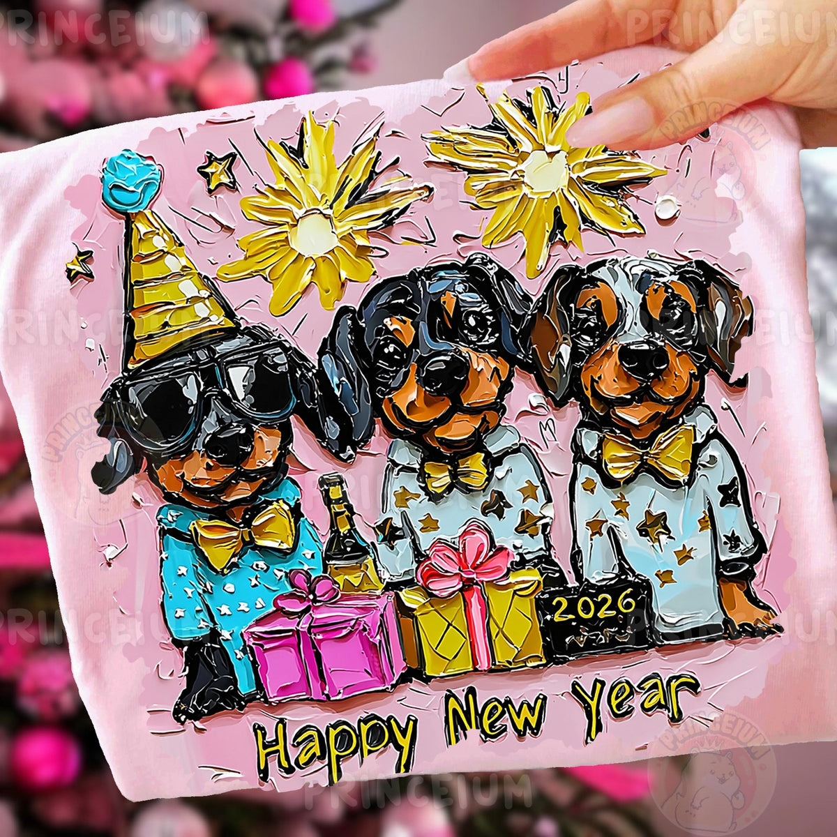 Party Dachshunds Happy New Year