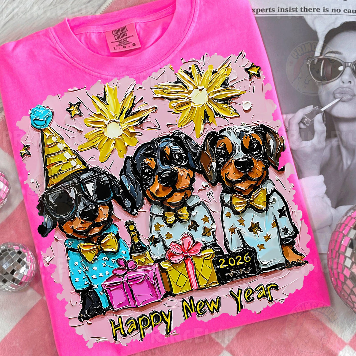 Party Dachshunds Happy New Year