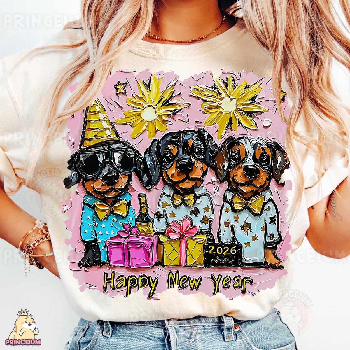 Party Dachshunds Happy New Year