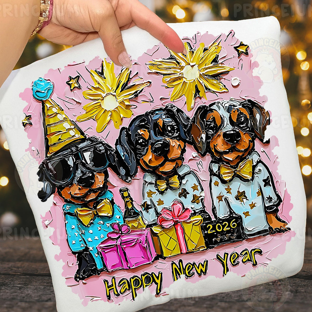 Party Dachshunds Happy New Year