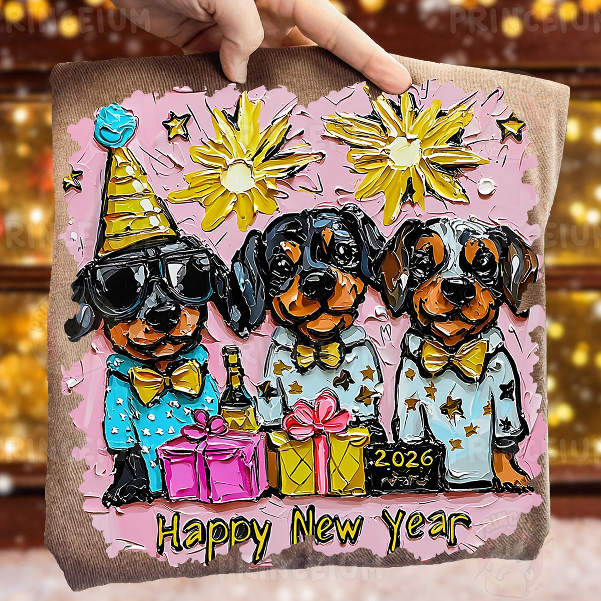 Party Dachshunds Happy New Year