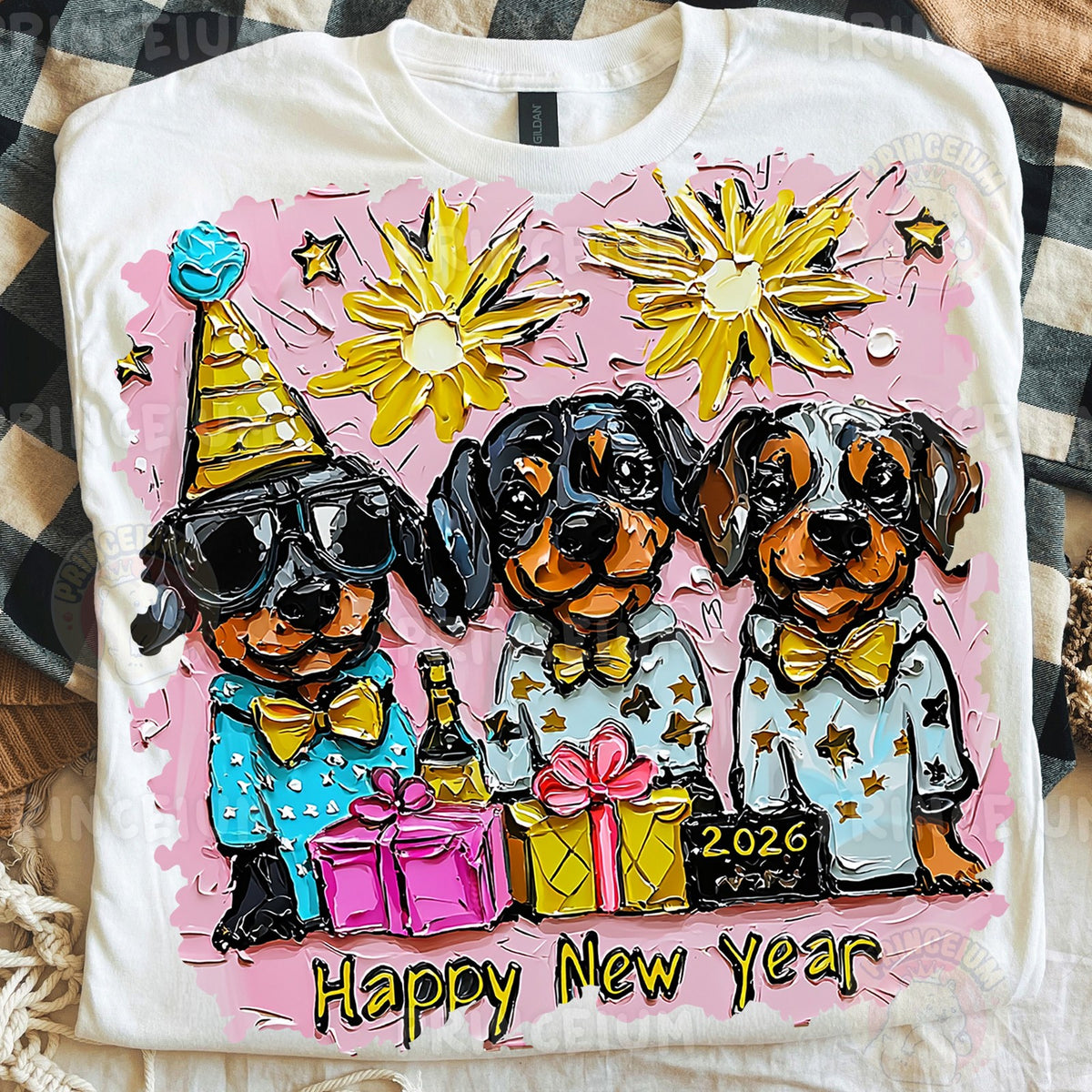 Party Dachshunds Happy New Year
