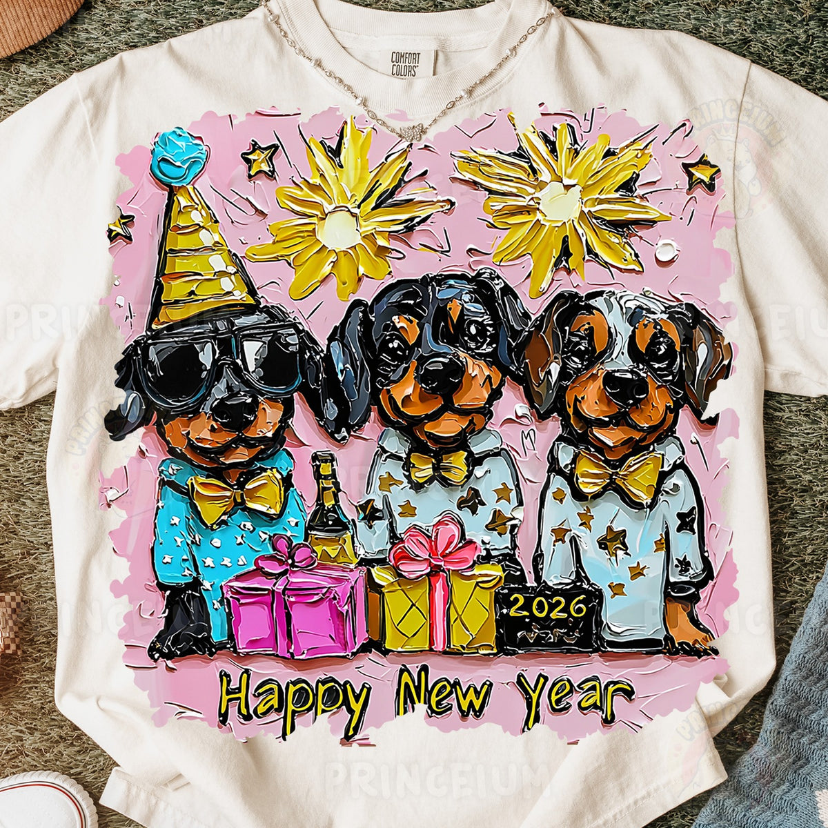 Party Dachshunds Happy New Year