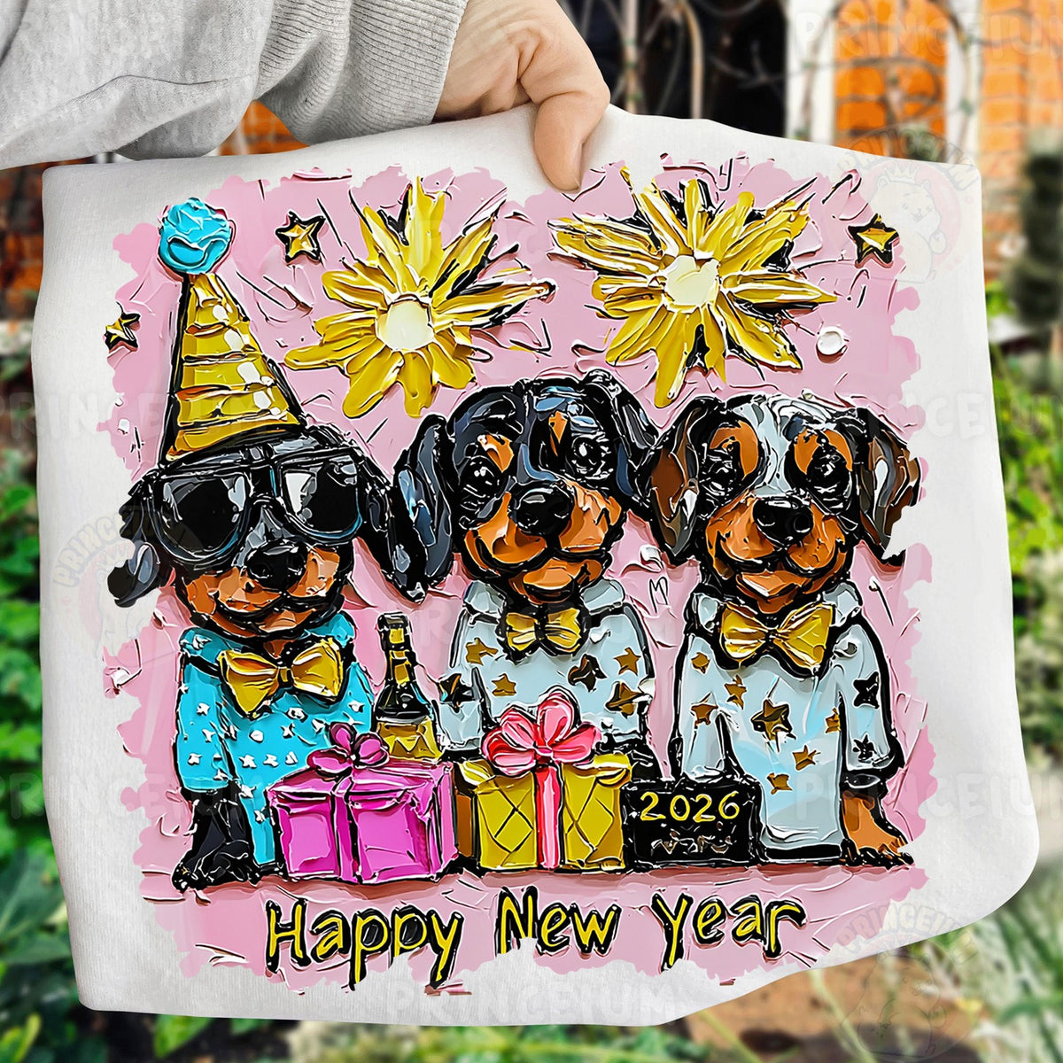 Party Dachshunds Happy New Year