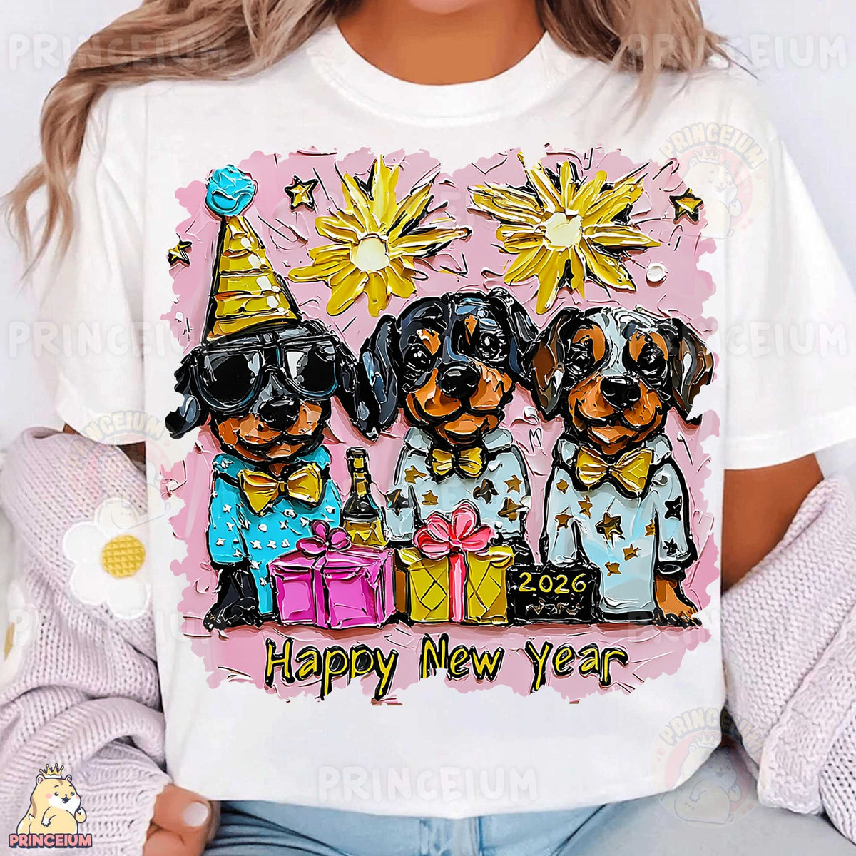 Party Dachshunds Happy New Year